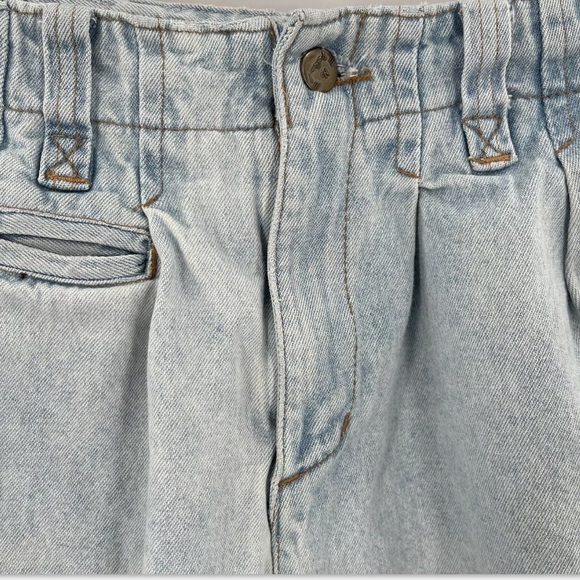 No Problem Vintage Denim Shorts Pleated Front Mom Light Wash 80s - Picture 3 of 4